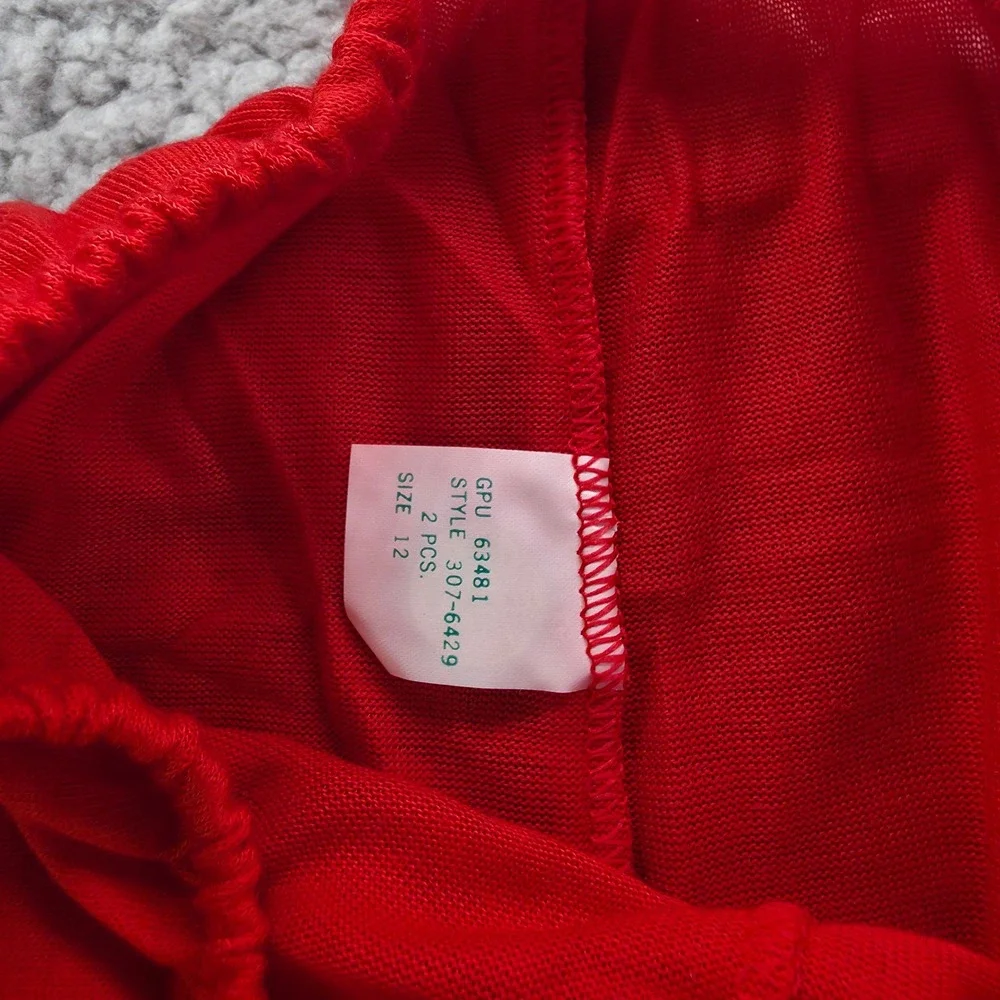 Vintage Disney Minnie Mouse Pajama Set Kids Size 12 White Red 2pc L.V. Myles USA
